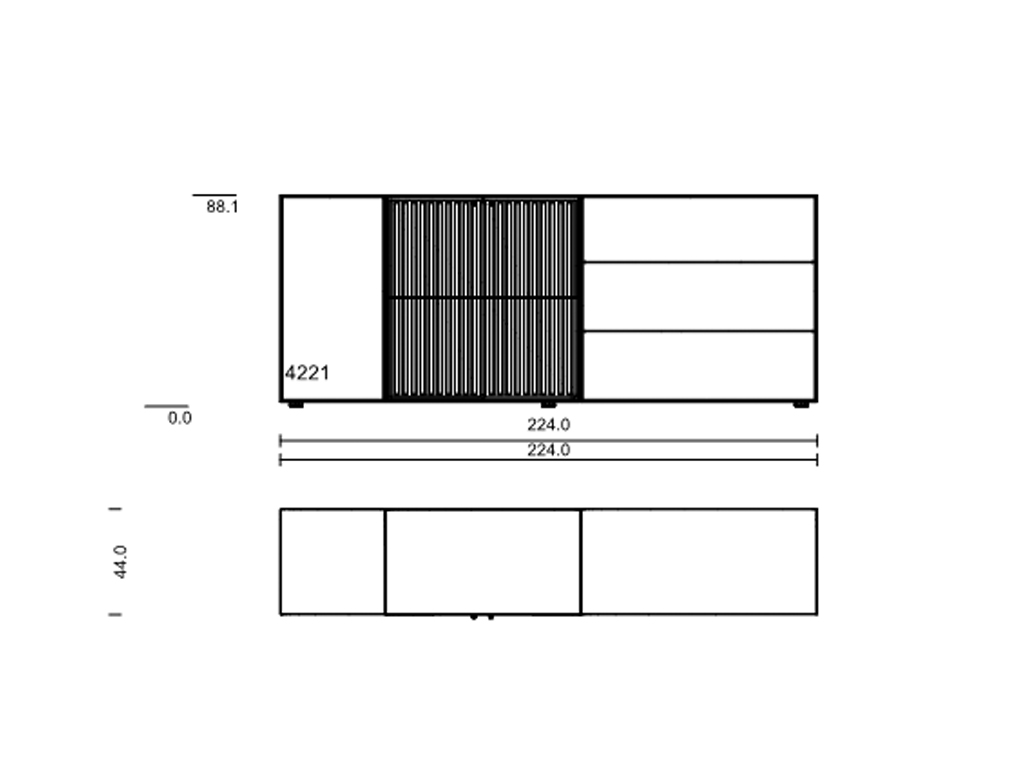 hartmann Selino - Sideboard | Lamellenrückwand 4221 / 4222 | anthrazit | B: 224,0 cm 