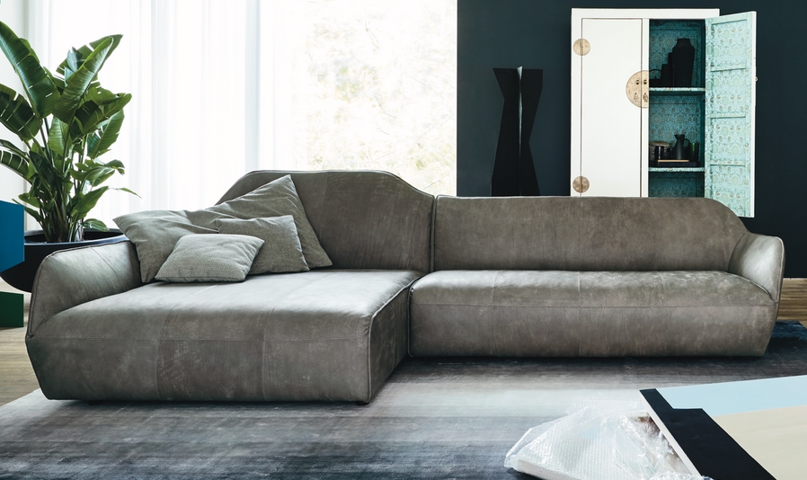 graues Ledersofa creation by rolf benz cr 480