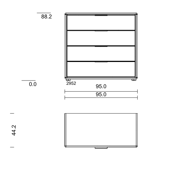 Type 2952 | Kommode, 4 Schubkästen | B 95,0 × H 88,2 × T 44,2 cm