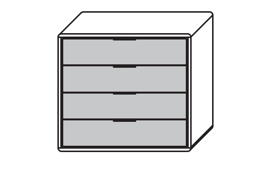 Type 2952M4 | 4 Schubkästen, 4 x Mattglas