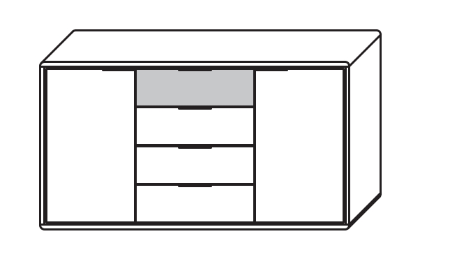 Type 2150M1 | 4 Schubkästen, 2 Türen, 1 x Mattglas