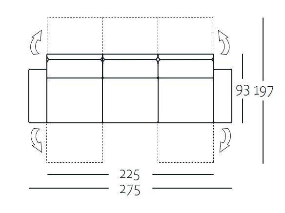 Sitzbreite 225 cm | L-SOB-BS 444/SB225