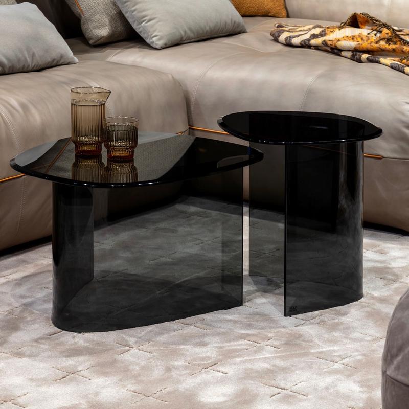 Rolf Benz 8890 ONNO - Couchtisch | Parsolglas grau | 53 x 58 cm