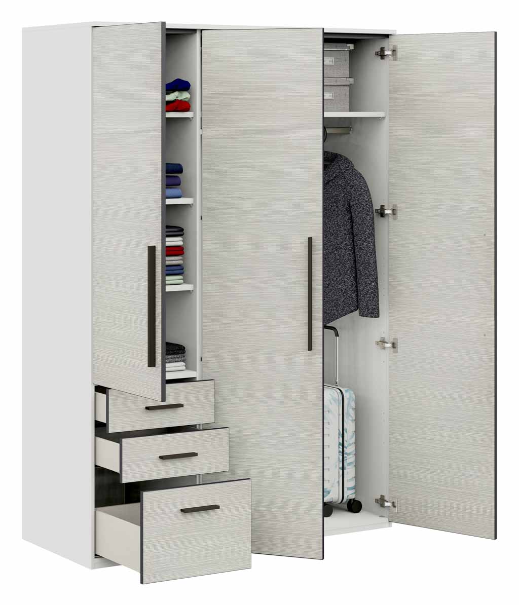 Röhr Bush. qunit - 3 türiger Kleiderschrank |  3 Schubladen | B: 151,3 cm 