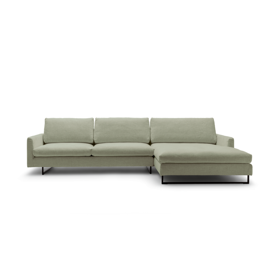 Couch 3 Sitzer mit Recamiere in grün
