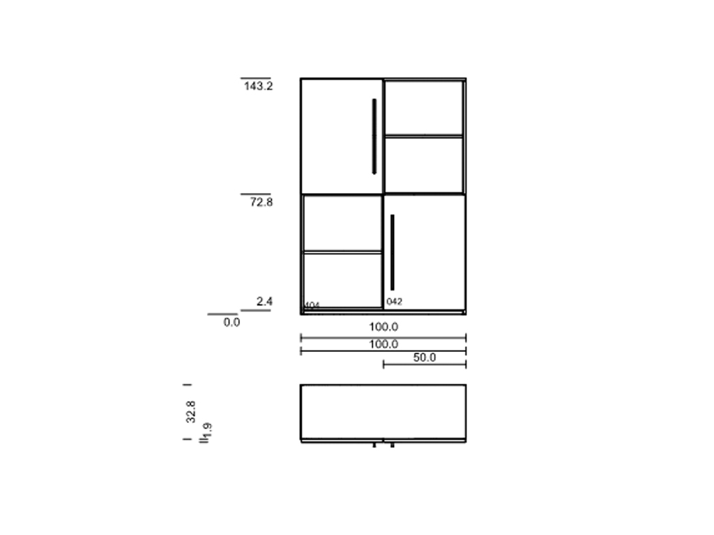 Röhr Bush. qunit - Highboard mit 2 Türen | Korpus weiß | Front Holzoptik, braun | B: 100 cm 