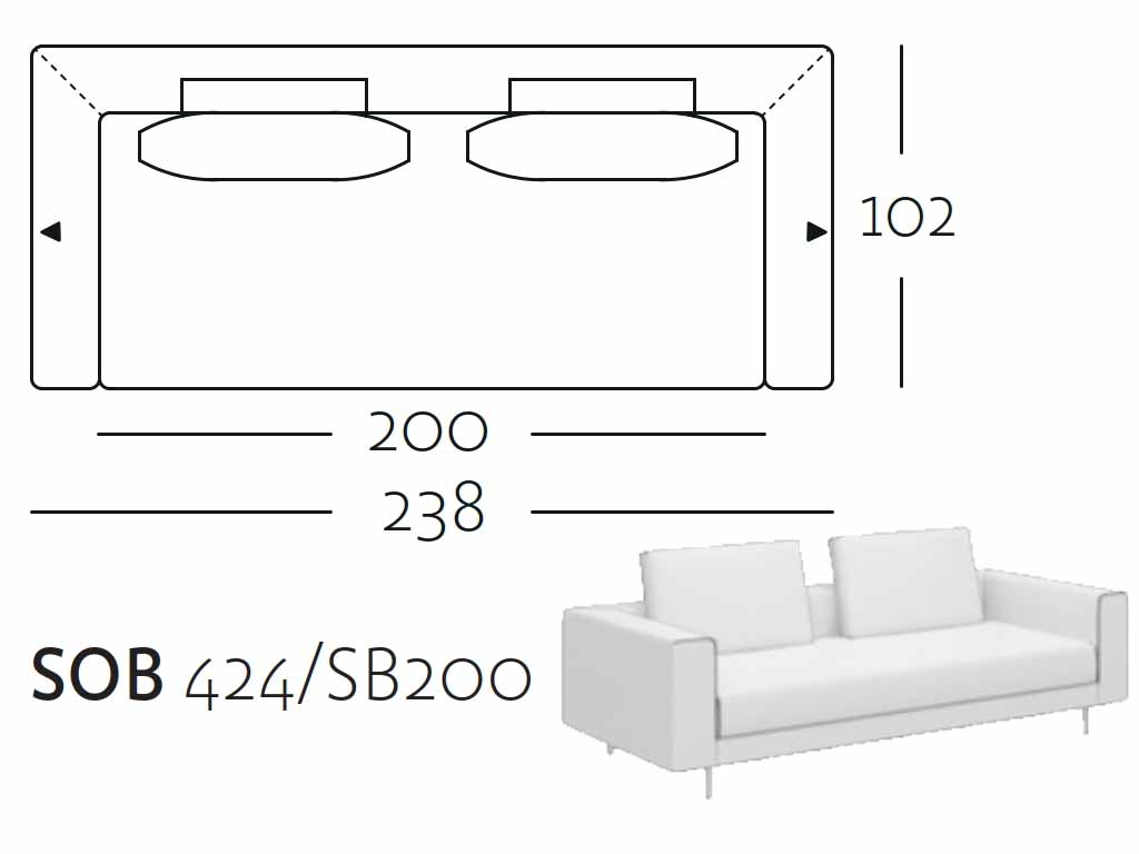 Sitzbreite 200 cm | SOB 424/SB200