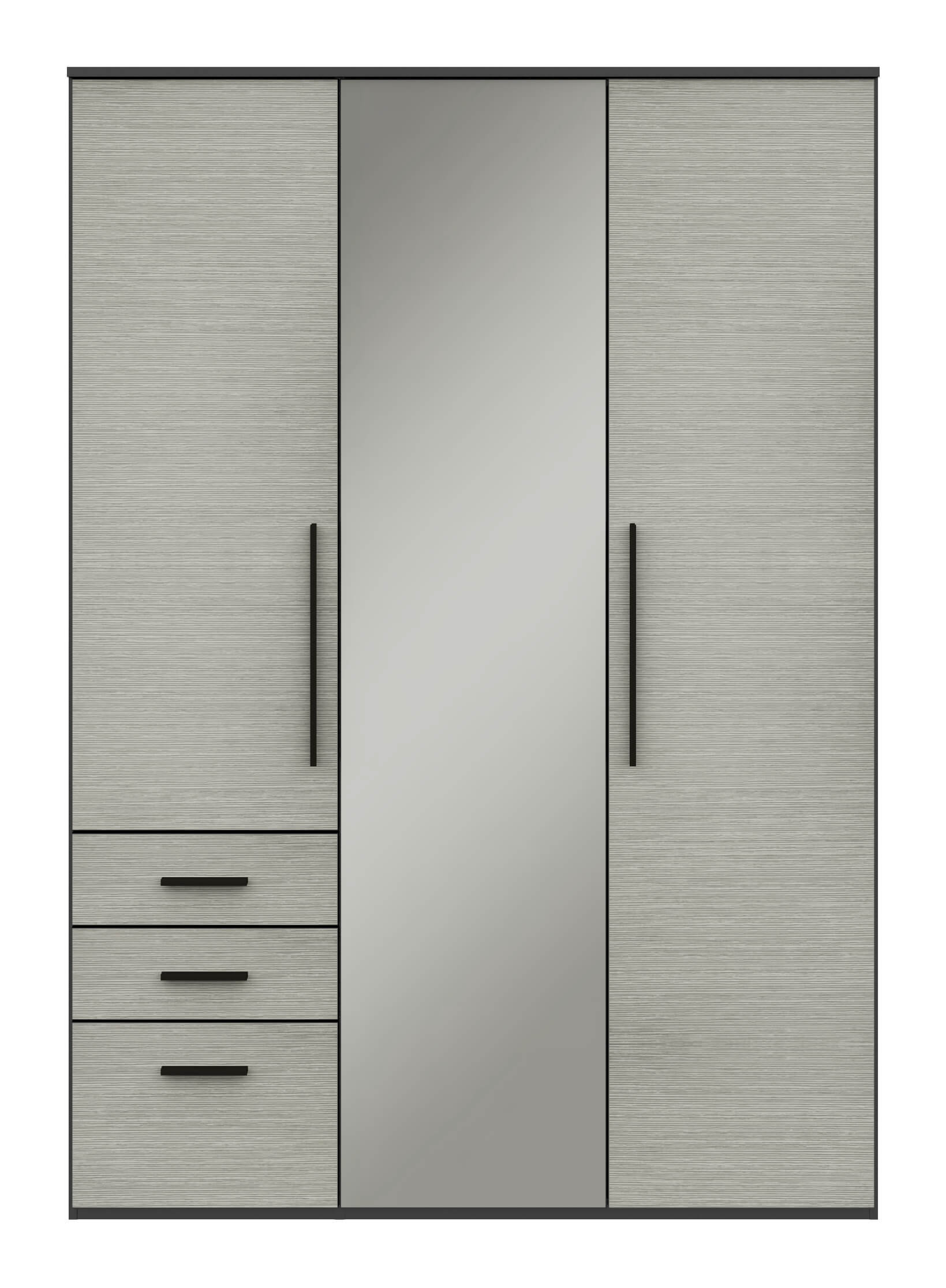 Röhr Bush. qunit - 3 türiger Kleiderschrank mit Spiegel | 3 Schubladen | B: 151,3 cm 