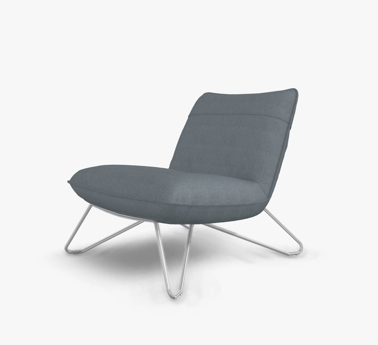 Rolf Benz 394 - Sessel (Loungesessel) | Stoff, azurblau 14.167 | Metallgestell Glanzchrom