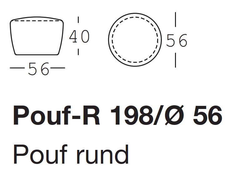 freistil Rolf Benz. 198 - Pouf rund | fest gepolstert | Ø 56 cm