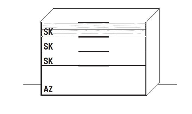 Type 2252 | Kommode, 3 Schubkästen, 1 Auszug