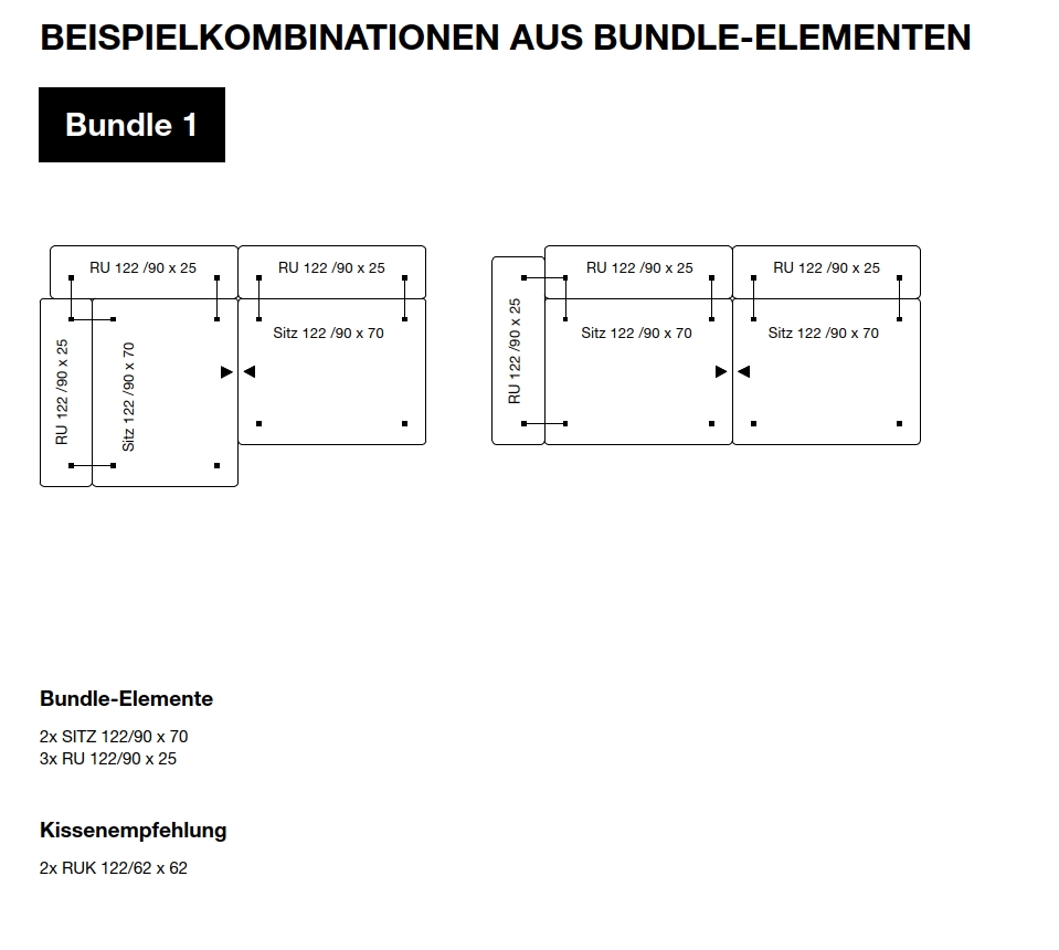 freistil Rolf Benz 122 ECHT - Bundle 1 | Sofaelemente (5-teilig) | Polstergarnitur