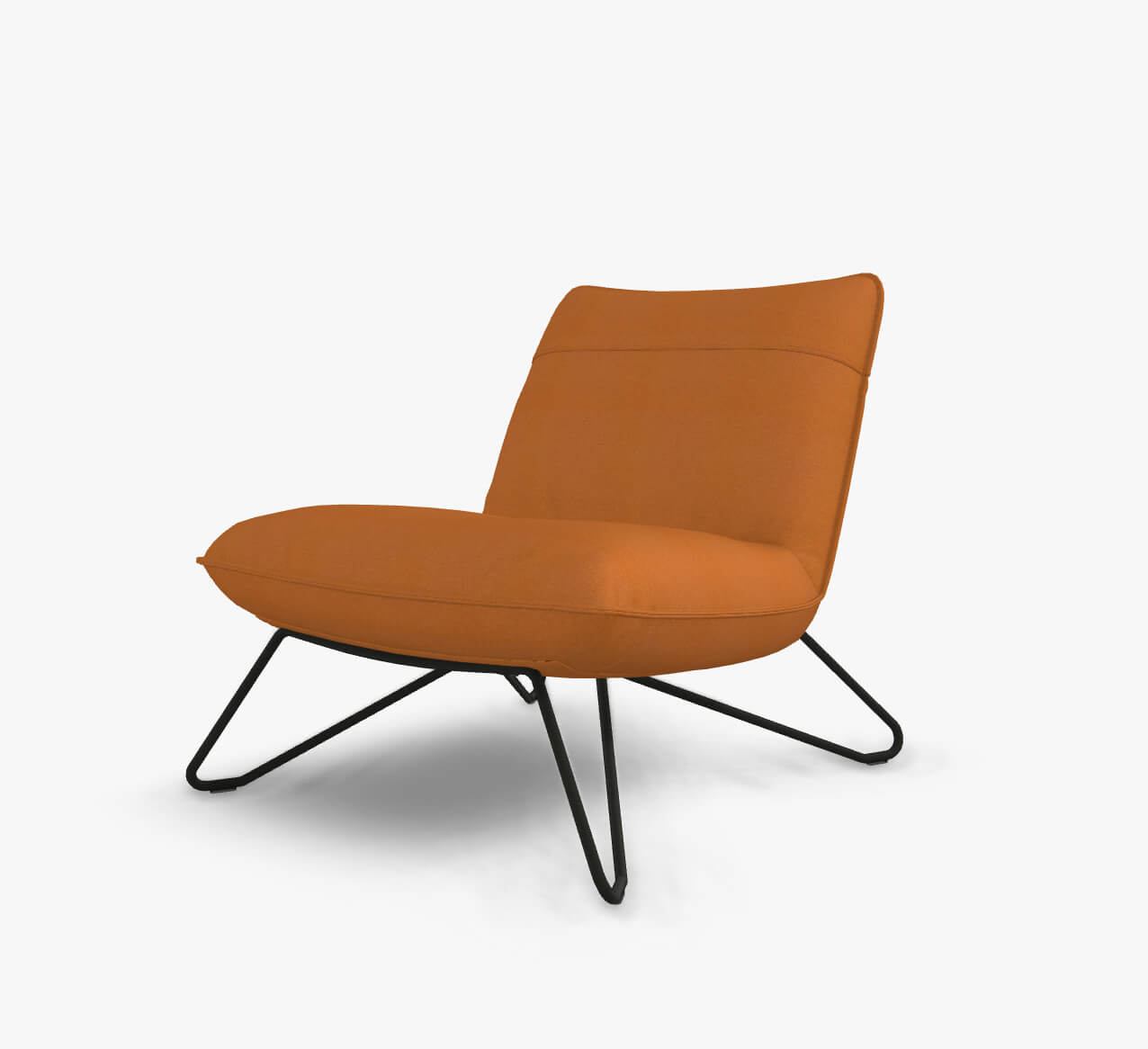 Rolf Benz 394 - Sessel (Loungesessel) | Stoff, orangebraun 16.045 | Metallgestell schwarz