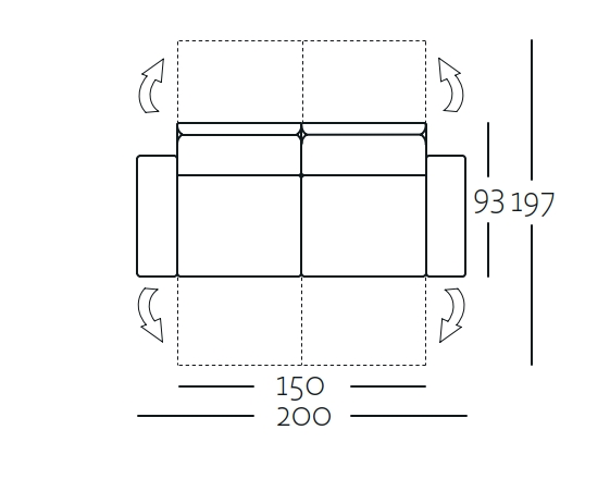 Sitzbreite 150 cm | L-SOB-BS 444/SB150