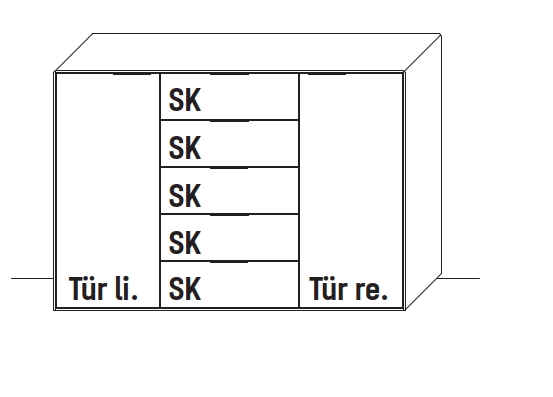 Type 3150 | Kommode, 5 Schubkästen, 2 Türen, 2 E-Böden