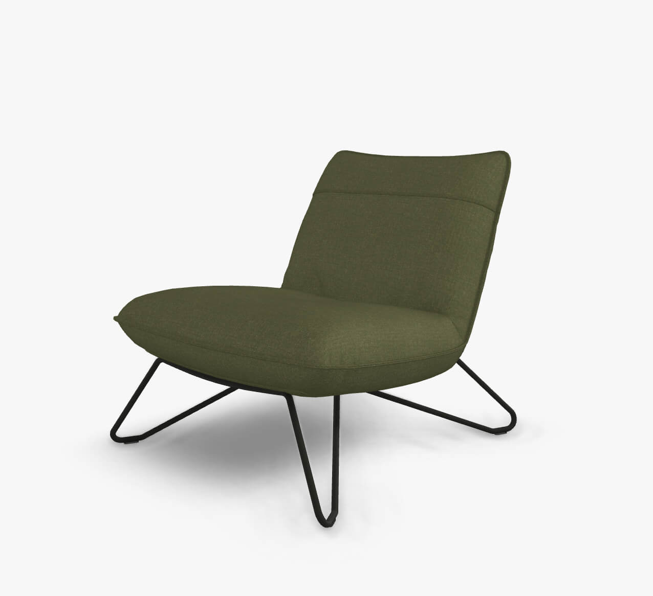 Rolf Benz. 394 - Sessel (Loungesessel) | Stoff, laubgrün 05.237 | Metallgestell schwarz