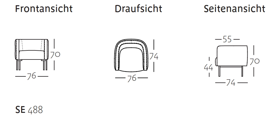 creation by rolf benz cr.488 loungesessel masszeichnung