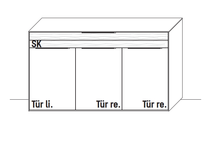 Type 2550 | Kommode, 1 Schubkasten, 3 Türen 