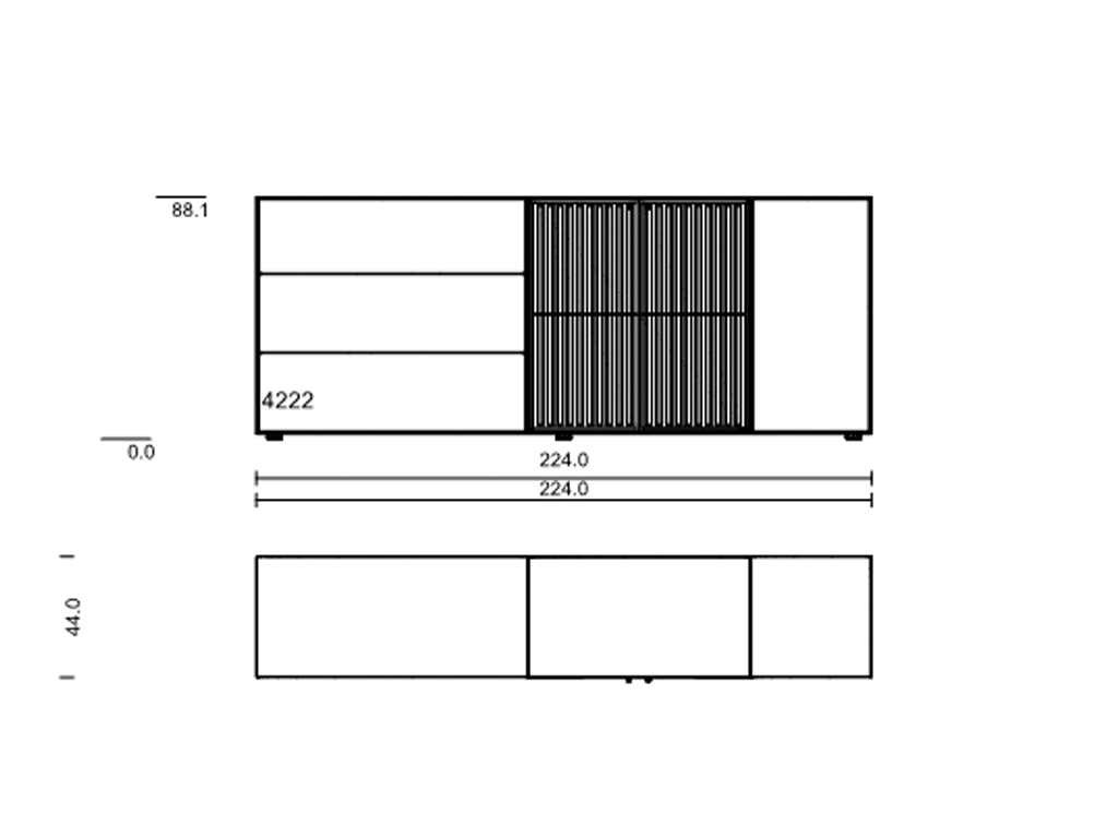 hartmann Selino - Sideboard | Lamellenrückwand 4221 / 4222 | anthrazit | B: 224,0 cm 