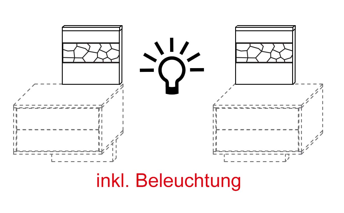 2er-Set Paneelaufsatz mit Kaminholz-Akzent für Konsolen inkl. LED-Beleuchtung | B 45,2, H 44,3, T 7,0 cm