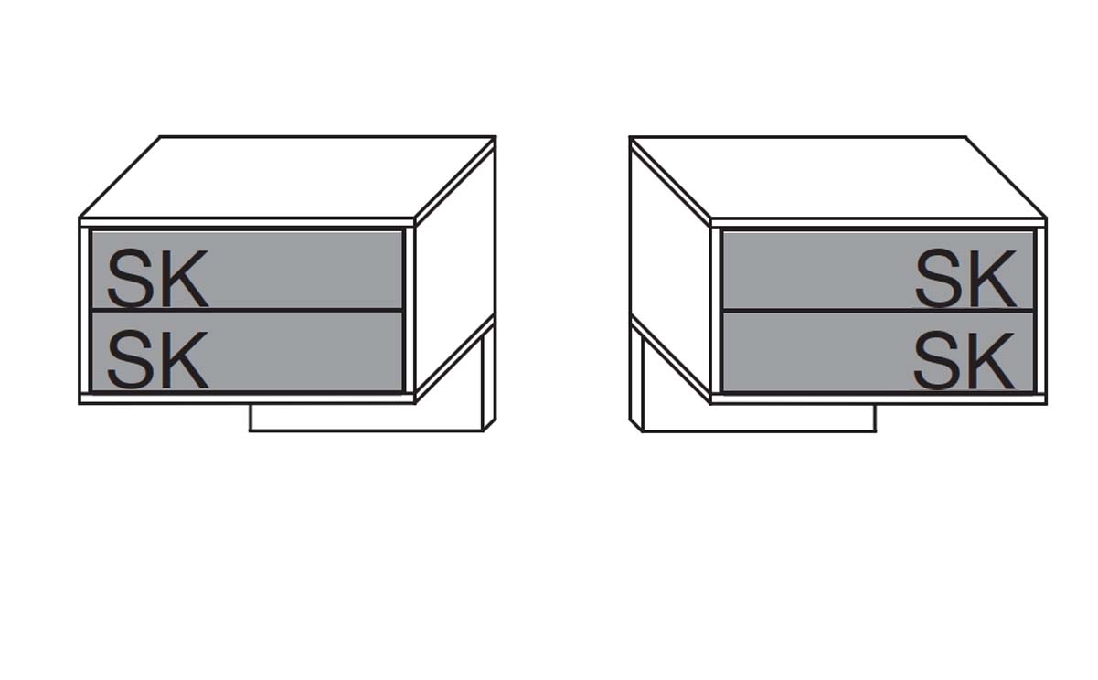 2er-Set Konsole, 2 Schubkästen (B 65,0 x H 54,7 x T 44,2 cm