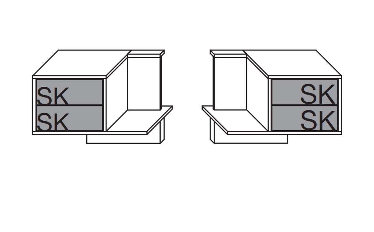 2er-Set Konsole, 2 Schubkästen und Ablage, (B 65,0 x H 54,7 x T 44,2 cm)