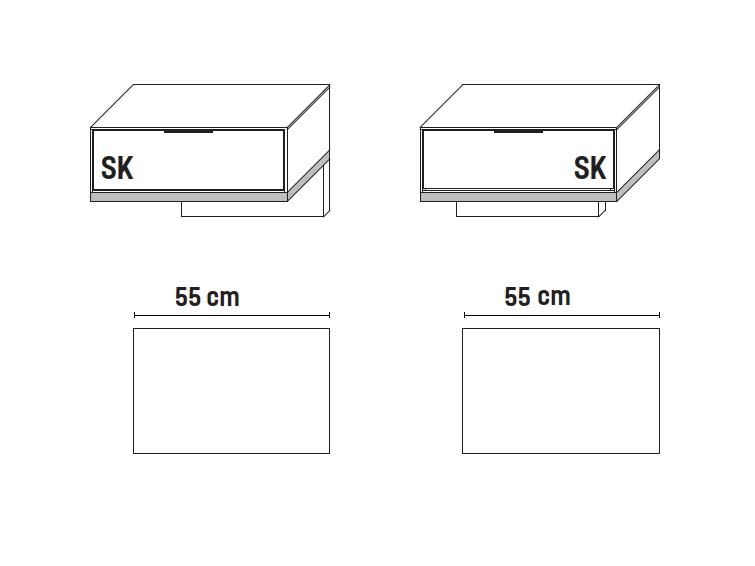 2 x Konsole, 1 Schubkasten | B 55,0 cm