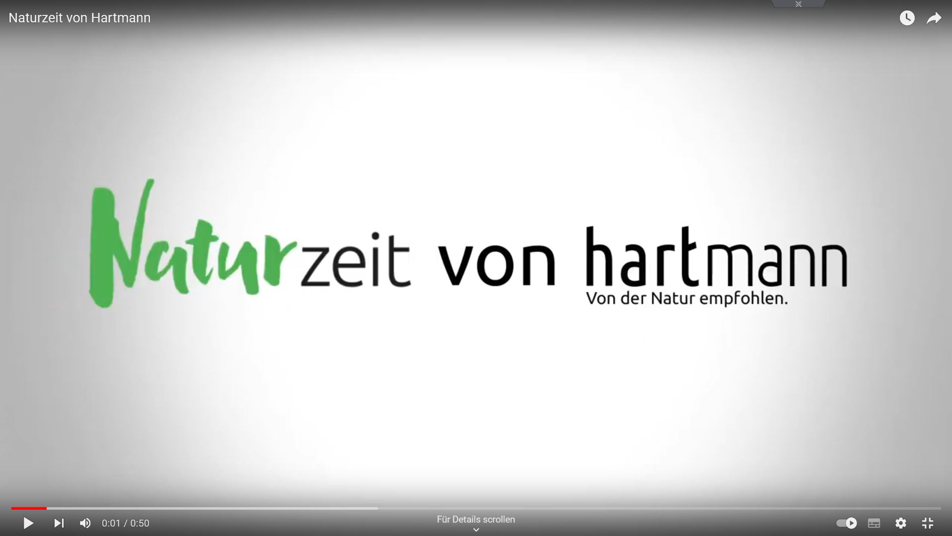 Aufschrift mit Naturzeit von hartmann