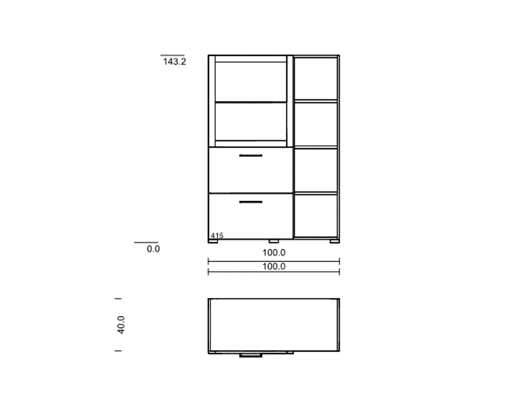 Röhr Bush. cocoon - Vitrine mit 1 Tür und 2 Schubladen | weiß | B: 100 cm 