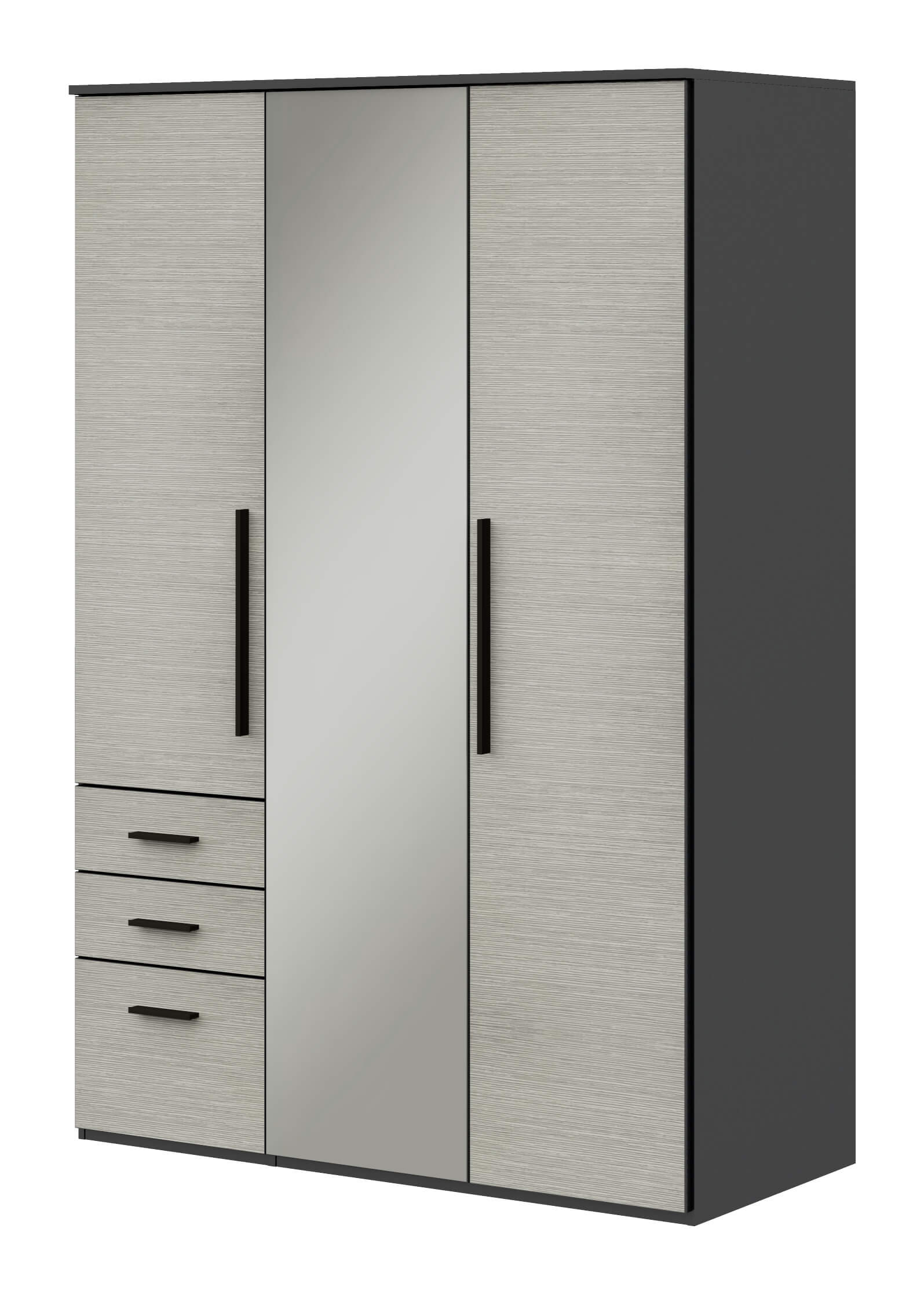 Röhr Bush. qunit - 3 türiger Kleiderschrank mit Spiegel | 3 Schubladen | B: 151,3 cm 