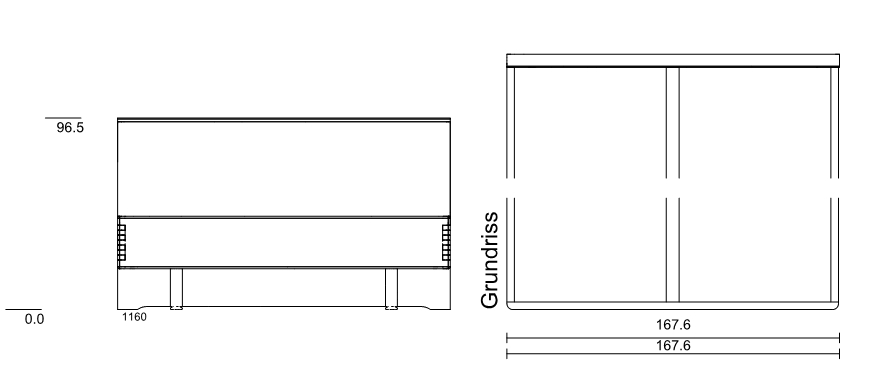 Type 1160 | Liegefläche: 160,0 × 200,0 cm  | Stellfläche: 167,6 × 209,1 cm