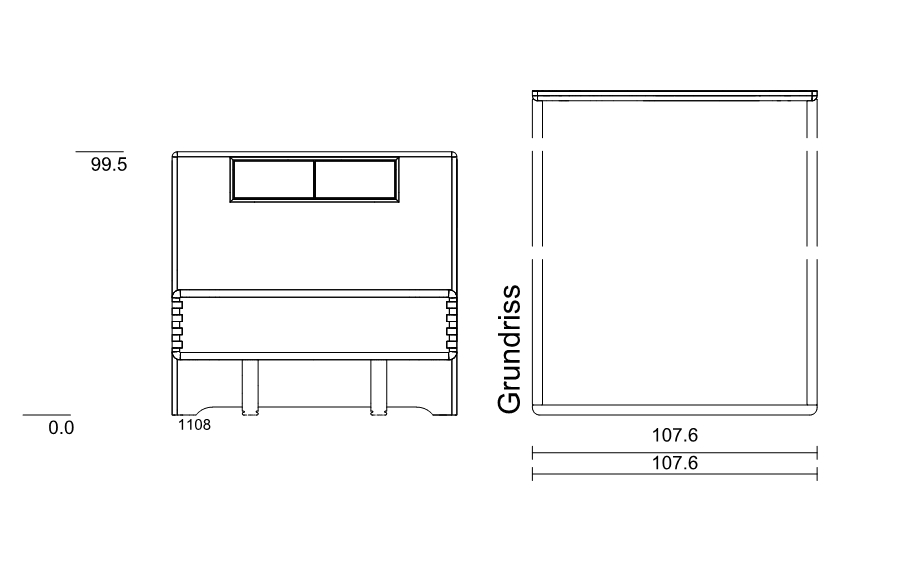 Type 1108 | Liegefläche: 100,0 × 200,0 cm  | Stellfläche: 107,6 × 207,6 cm