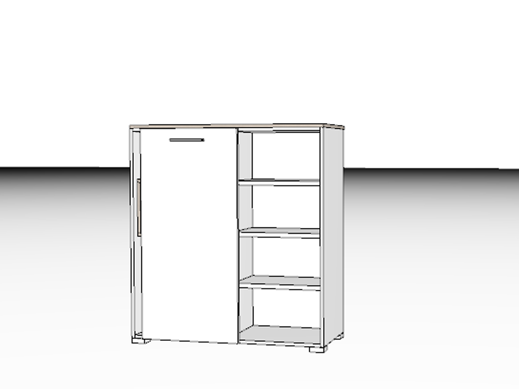 Röhr Bush. cocoon - kleiner Schrank mit Schiebetür | weiß | offenes Fach in braun | B: 100 cm 