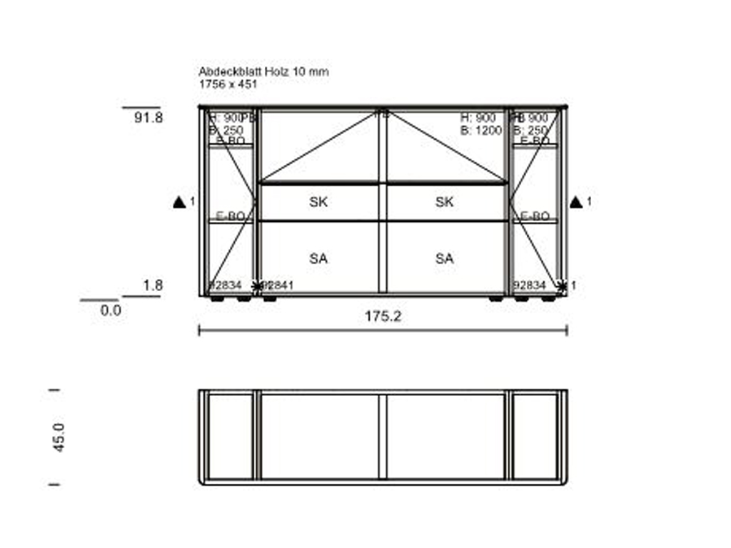 Sudbrock. Goya - Sideboard | 2 Türen, 2 Schubladen, 1 Klappe | B: 175,2 cm | Lack kaschmir