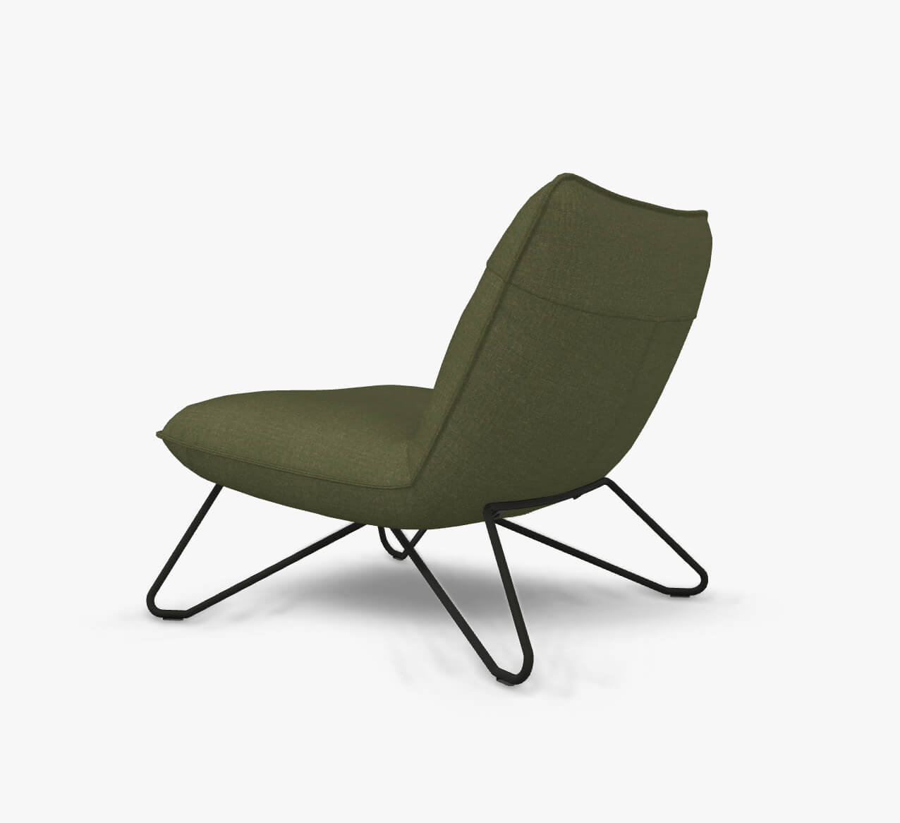 Rolf Benz. 394 - Sessel (Loungesessel) | Stoff, laubgrün 05.237 | Metallgestell schwarz