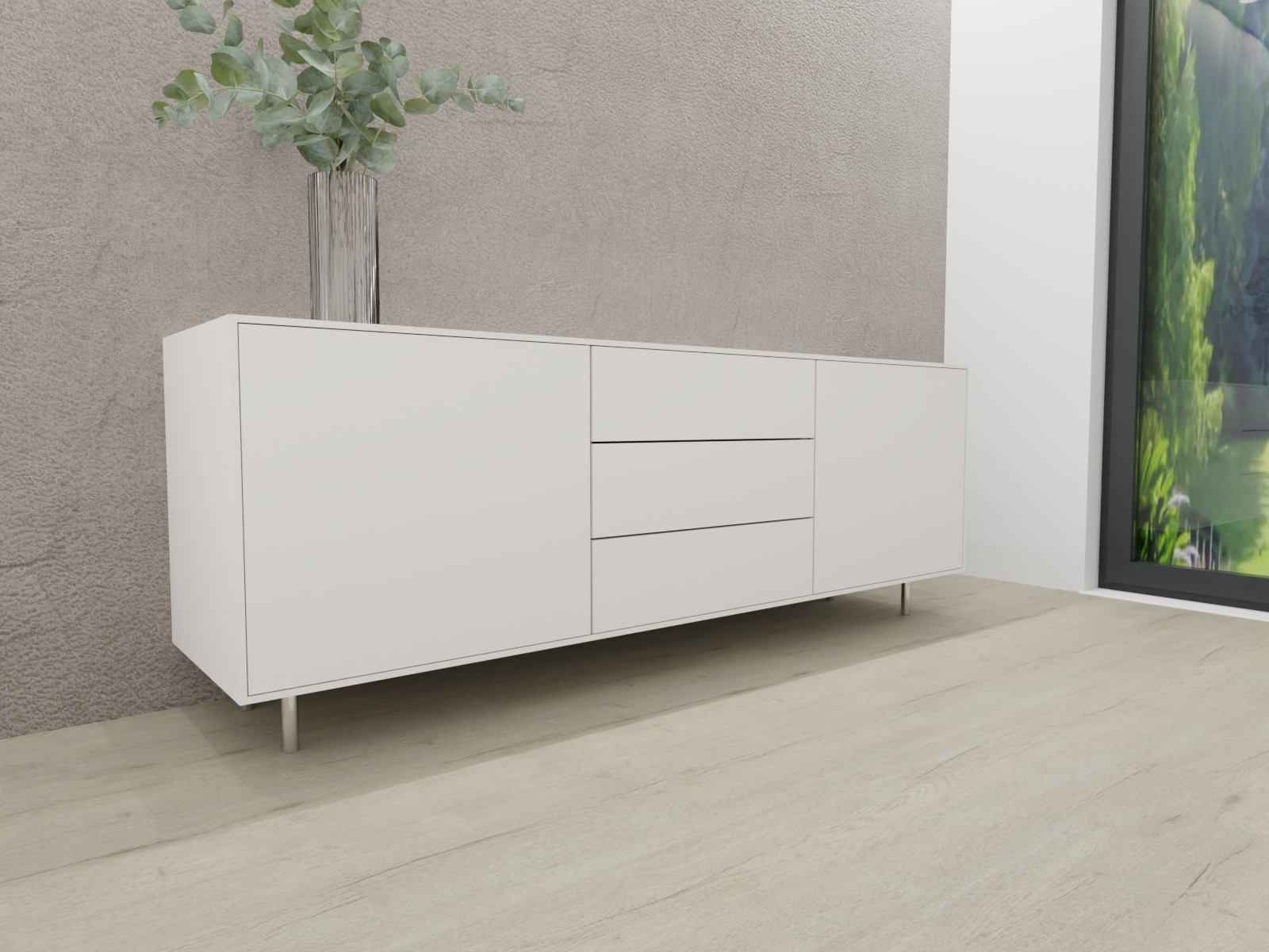 Sudbrock Game - Sideboard inkl. Chromfüße | Lack verkehrsweiß | B: 180 cm