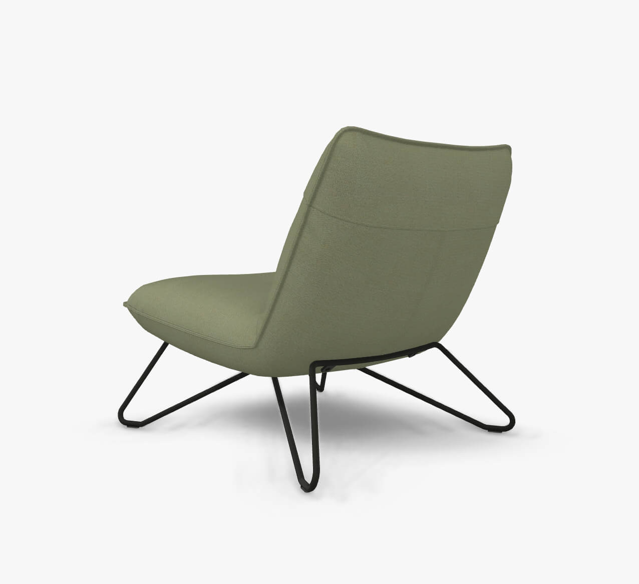 Rolf Benz. 394 - Sessel (Loungesessel) | Stoff, schilfgrün 28.406 | Metallgestell schwarz