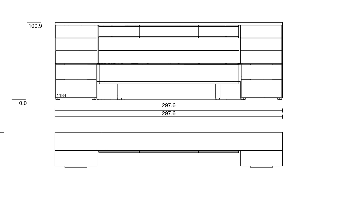 Type 1184 | Liegefläche: 180,0 × 200,0 cm  | Standkonsolen (B 55,0 cm)