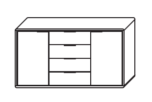 WM.3100.2150 Wöstmann WSM 3100 - Kommode (2150), 2 Türen, 4 Schubkästen | B 155,6 cm | Wildeiche massiv 