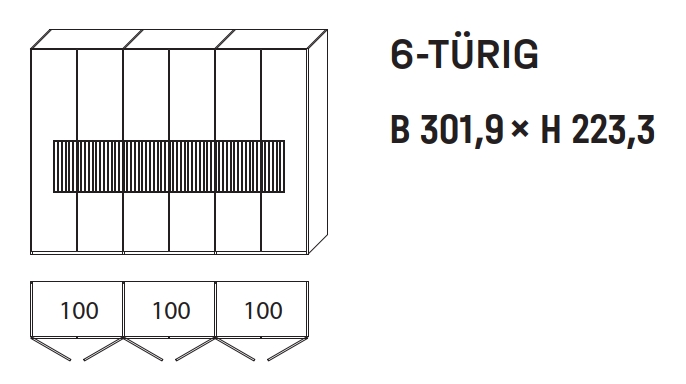 6206 | 6-türig, B 301,9 cm 