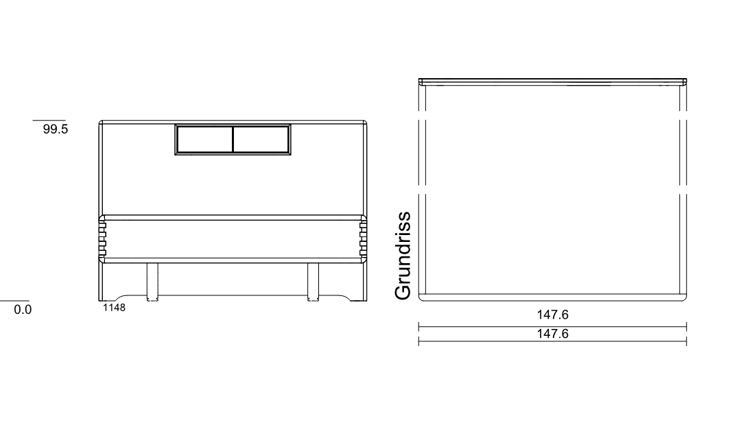 Type 1148 | Liegefläche: 140,0 × 200,0 cm  | Stellfläche: 147,6 × 207,6 cm