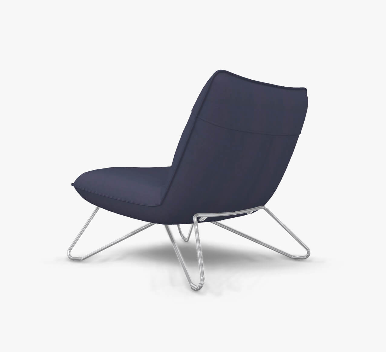 Rolf Benz 394 - Sessel (Loungesessel) | Stoff, violettblau 17.410 | Metallgestell Glanzchrom