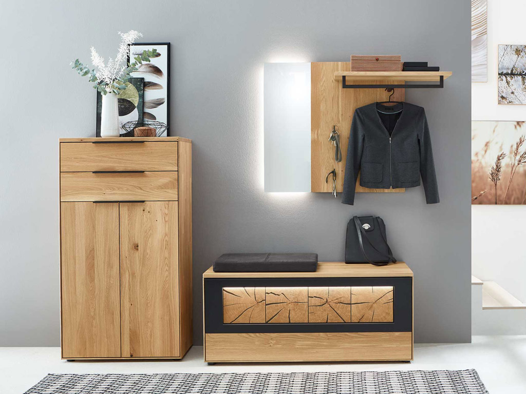 Wöstmann WM 1910 - Garderobe, 3-teilig | Type 0002/0102 | Wildeiche massiv