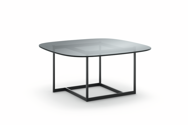 Rolf Benz 932 - Couchtisch | 80 x 80 cm | Parsolglas grau | RAL 9017 schwarz