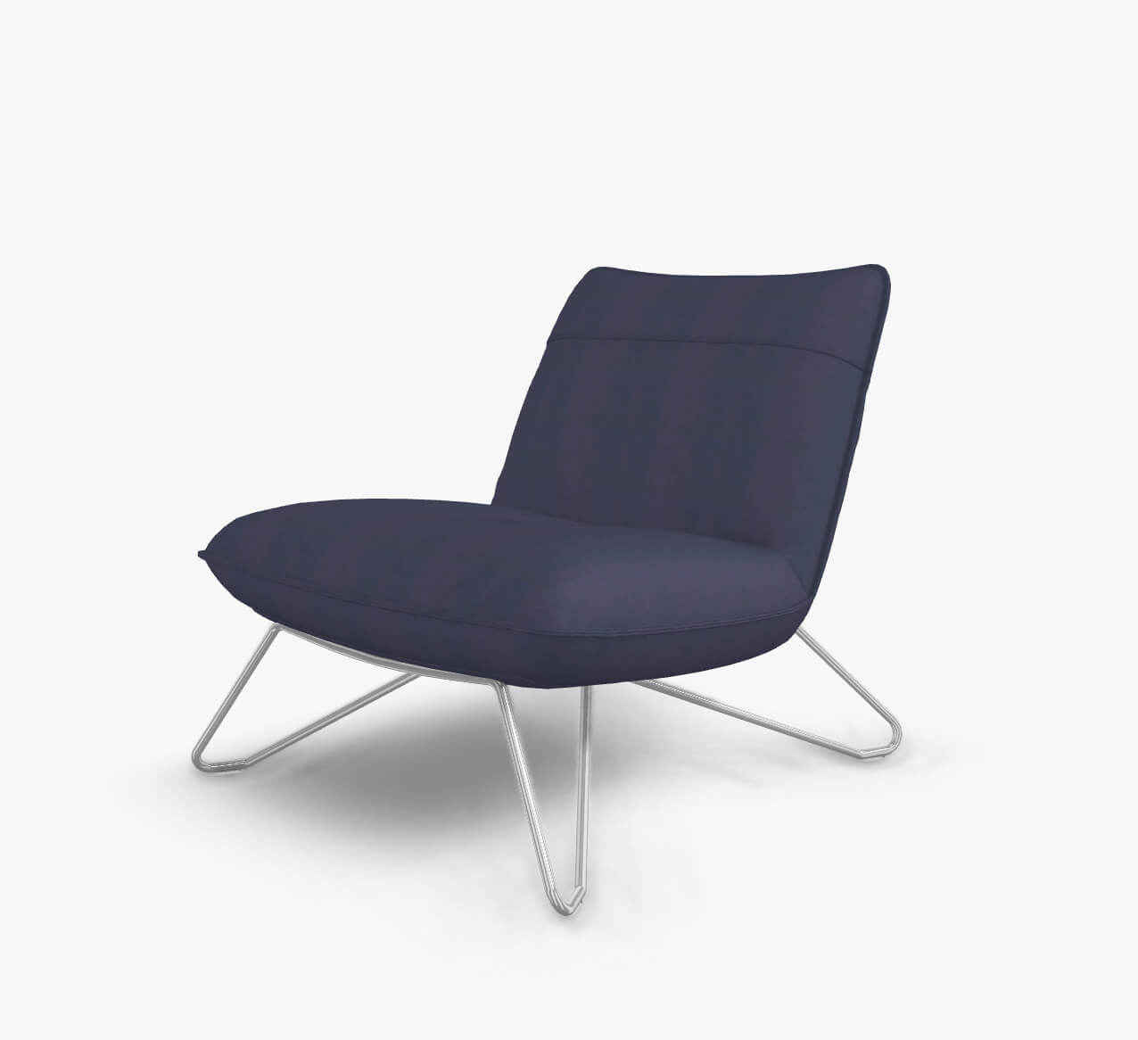 Rolf Benz. 394 - Sessel (Loungesessel) | Stoff, violettblau 17.410 | Metallgestell Glanzchrom