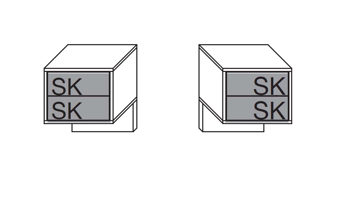 2er-Set Konsole, 2 Schubkästen (B 45,0 x H 54,7 x T 44,2 cm)