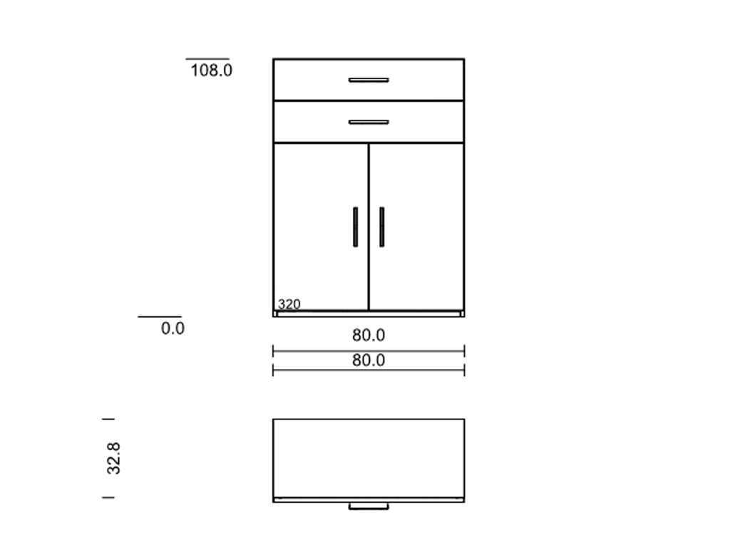 Röhr Bush. qunit - Kommode mit 2 Türen, 2 Schubladen | Korpus anzhrazit | Front Holzoptik, braun | B: 75 cm 