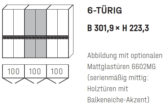 6206 | 6-türig, B 301,9 cm 