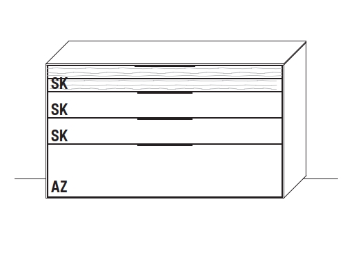 Type 2552 | Kommode, 3 Schubkästen, 1 Auszug