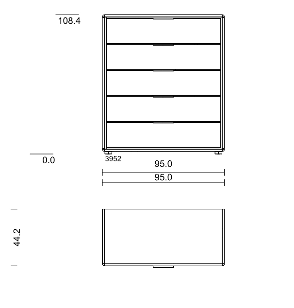 Type 3952 | Kommode, 5 Schubkästen | B 95,0 × H 108,4 × T 44,2 cm